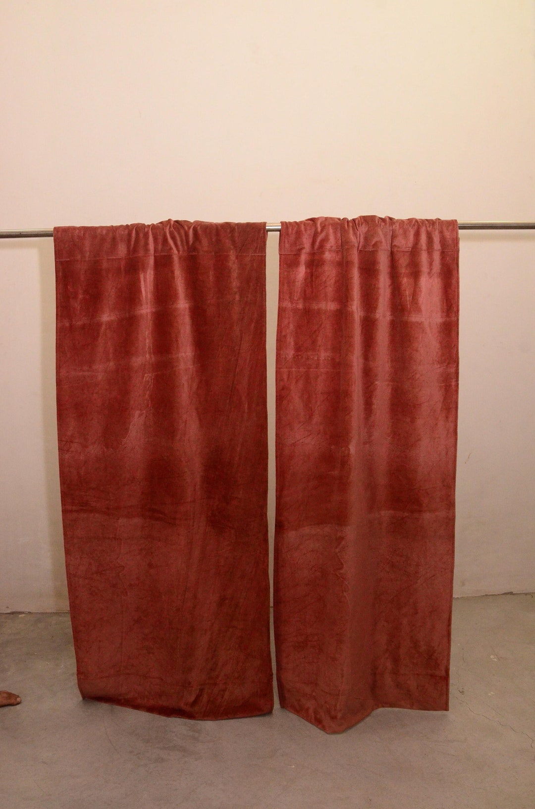 Dust Pink Velvet Curtain Two Panel Velvet Curtain Extra Long Etsy