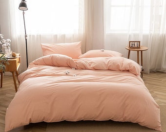 Peach Pie Color Cotton Duvet Cover Softened Cotton Bedding set, Duvet Cover Cotton duvet cover and 2 pillowcase Twin Full Queen King AU size