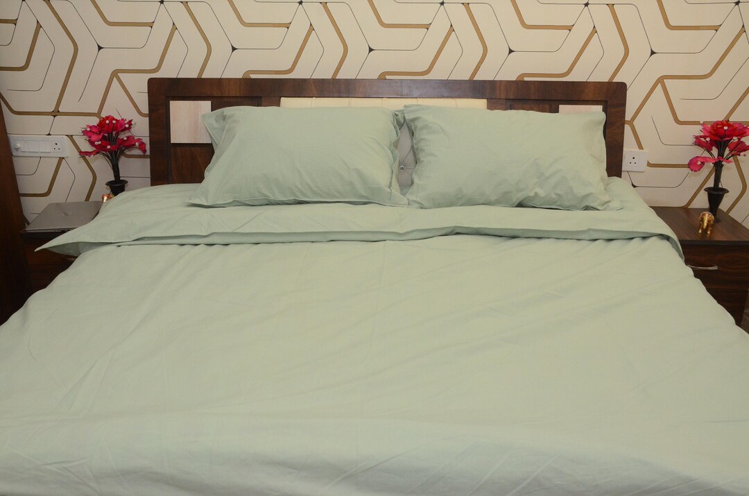 Sage Green Cotton Duvet Cover Stonewashed Cotton Bedding Sage Green