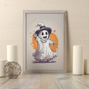 Ghost Printable Wall Art, Ghost Halloween Wall Art, Halloween Wall Decor, Ghost Poster Print, Ghost Printable, Ghost Wall Art, happy ghost