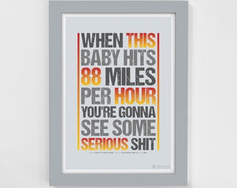 Delorean DMC-12 Print | Back to the Future Movie Quote, Typography Art