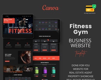 Fitness & Gym Website Template Canva Website with payment integration | Canva Website Template | Business Website Editable Website Template