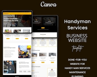 Handyman Service Website Template Maintenance Service Canva Website Template Business Website Editable Canva Website Template for Handyman