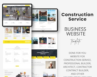 Construction Website Template for Contractors | Editable Canva Website | Modern Construction Business Site