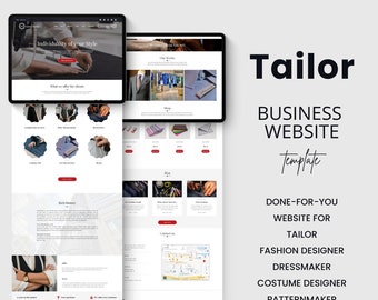 Tailor Website Template Canva Website Dressmaker Fashion Designer Business Website Canva Template