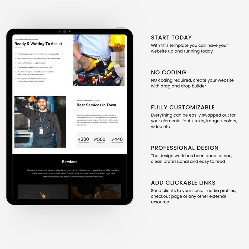 Handyman Service Website Template Maintenance Service Canva Website Template Business Website Editable Canva Website Template for Handyman image 8