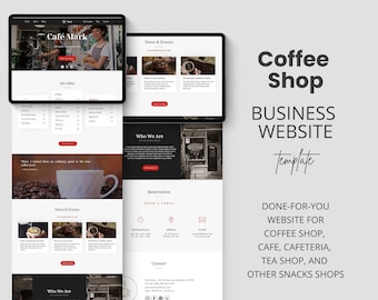 Coffee Website Canva Template, Coffee shop Website Template, Business Website Template, Landing page Coffee shop Design,