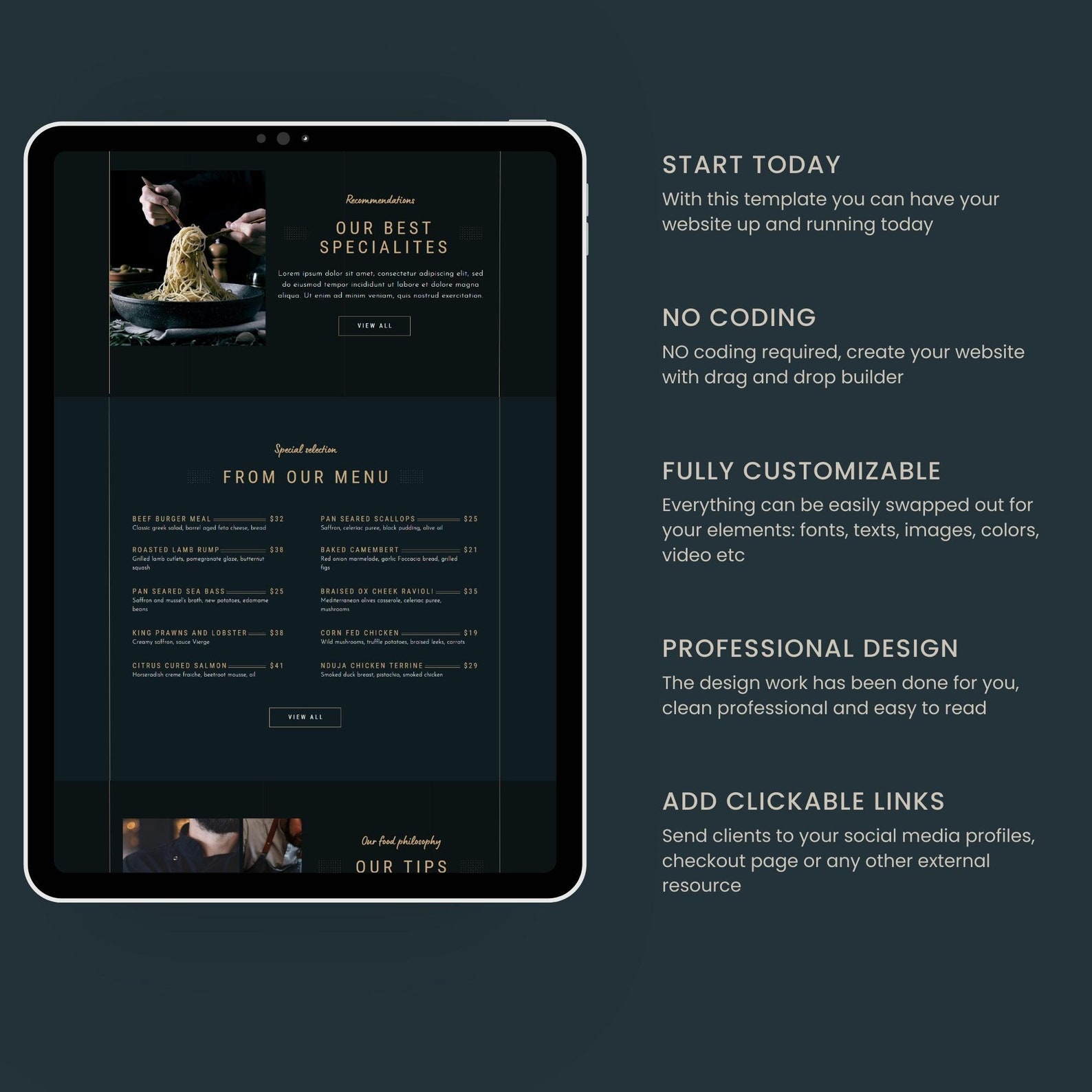 Restaurant Website Template for Cafes & Food Businesses | Editable ...