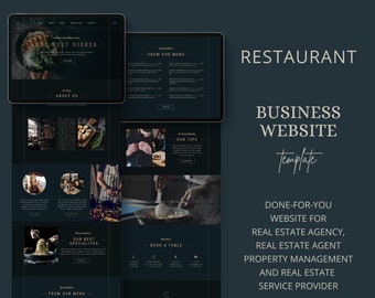 Restaurant Website Template for Cafes & Food Businesses | Editable Canva Website | Modern Restaurant Site Design