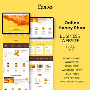 Honey Website Template | Honey Canva Website with payment integration | Canva Website Template | Business Website Editable Website Template