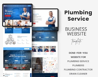 Sjabloon website voor sanitairservice: bewerkbare bedrijfswebsite (canva)