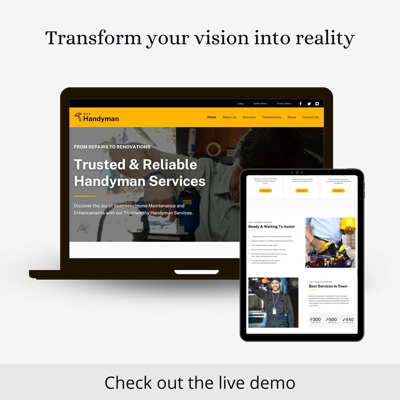 Handyman Service Website Template Maintenance Service Canva Website Template Business Website Editable Canva Website Template for Handyman image 3