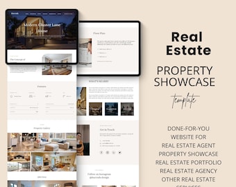 Real Estate Agent Canva Website Template: Property Showcase (Instant Download)