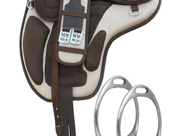 HRInternationalArt Synthetic Treeless FREEMAX Horse Saddle with Handle Size 14'' To 18" Inches Seat Available