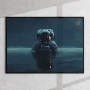 Copia del poster | Astronauta nell'oceano | Decorazione murale | Stampa | Carta opaca di alta qualità