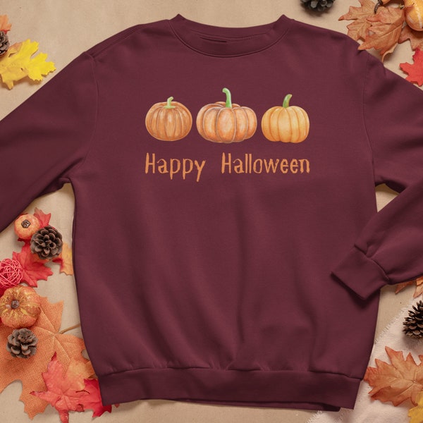Halloween unisex Sweatshirt, Kürbis, Herbst Sweater, Happy Halloween, Geschenk, Spooky, Spooktober, witzig, boho, minimal, fall, pumpkin
