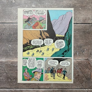 Vintage Children&#39;s Book Illustration Comic Wild West Cowboy Valley Horse