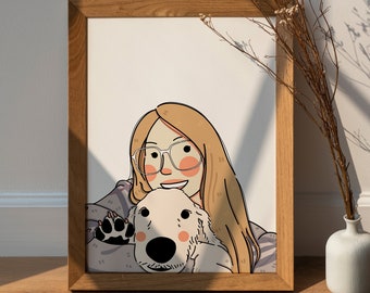 Custom Pet Portrait, Dog Portrait, Personalized Mothers Day Portrait, Mom Gift Ideas, Family Portrait, Dog Lover Gift  (DIGITAL FILE)