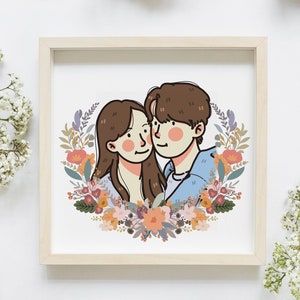 Valentine's Gift, Cute Cartoon Anime Portrait illustration, Family Custom Drawing, Personalized/Anniversary Virtual GiftDIGITAL FILE image 1