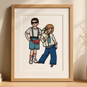Benutzerdefiniertes Porträt, benutzerdefinierte Kindheitserinnerungs-Porträt, niedliche Karikatur-Illustration, personalisierter Druck, personalisiertes Geschenk, Erinnerungs-Digitales Geschenk
