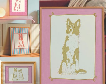 Custom Funky Pet Portrait, Cute Digital Cat Poster, Custom Badly Drawn Dog Portrait Minimalist Custom Poorly Drawn, Retro Pet Prints Gift