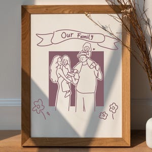 Custom Line Art, Custom Family Line Drawing From Photo, Personalized Gift For Him, Custom Grandpa Gift, Family Portrait, Gift For Dad