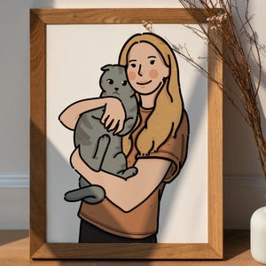 Retrato personalizado, ilustración minimalista personalizada: un recuerdo especial y adorable, regalo digital, ilustración de dibujos animados adorables