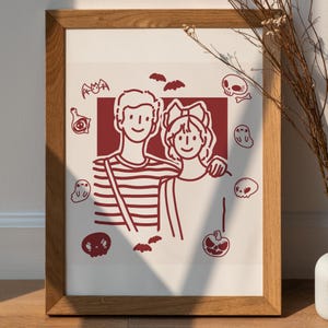 Personalisiertes Portrait, Halloween Portrait, Paar Illustration, Gruseliges Portrait, Hallowen Zeichnungen, Gruseliges Gothic Zeichnung Geschenk (DIGITAL DATEI)