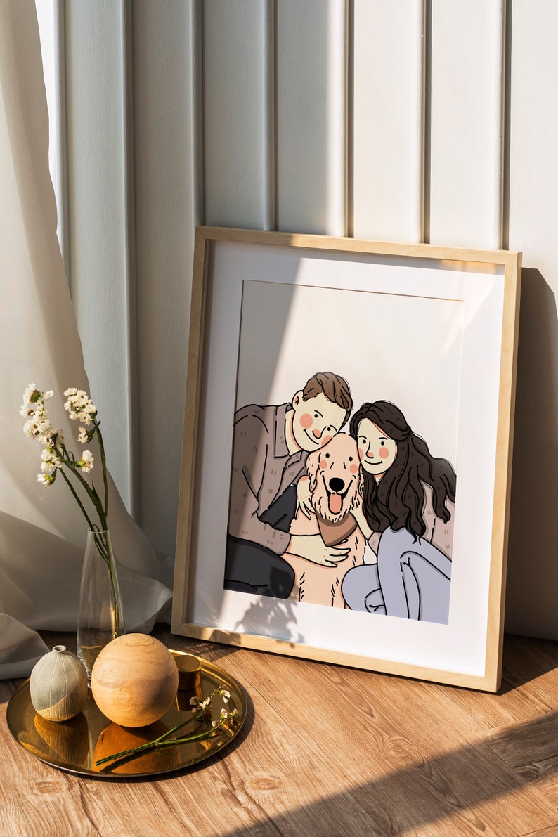 Custom Portrait, Minimalist Couple Portrait, Cute Cartoon Illustration, Personalized Print, Personalized Gift, Couple Memory Digital Gift image 2