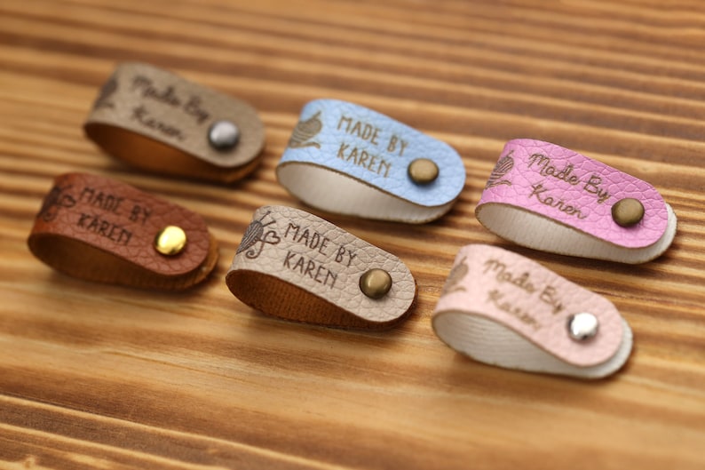 Custom Leather tags for knits and crochet, leather labels for knitted hats, tag for DIY leather maker ,labels for clothing, tags for