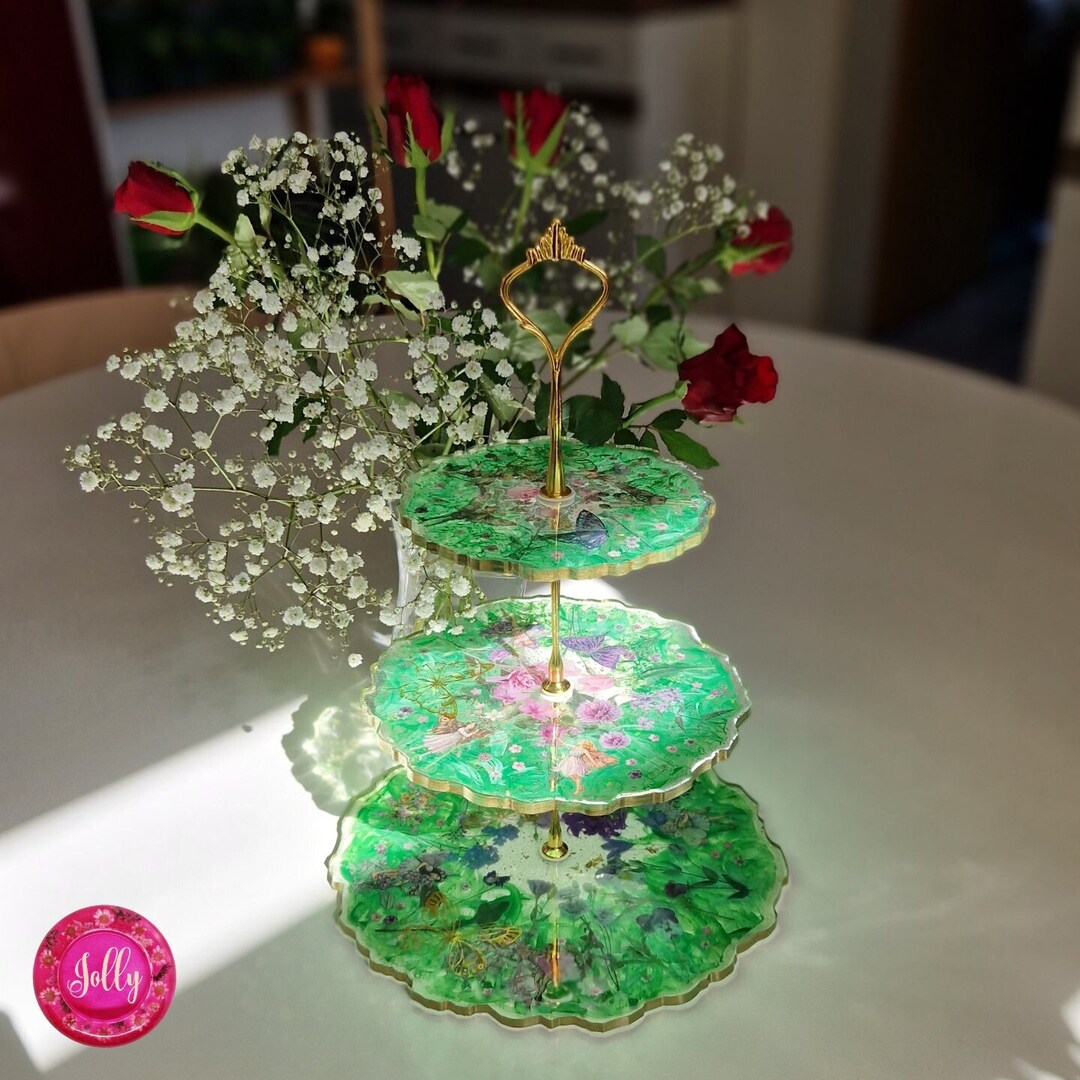 Cake Stand/cake Plate/cake Stand Made of Resin Handground UNIKAT Etsy