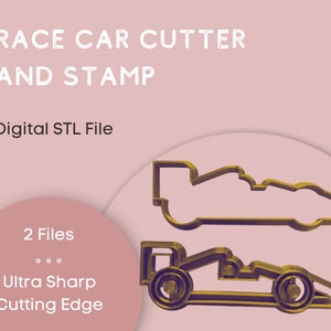 Race Car Clay and Cookie Cutter, STL file, 3D printable cutter