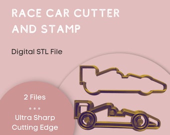 Race Car Clay and Cookie Cutter, STL file, 3D printable cutter