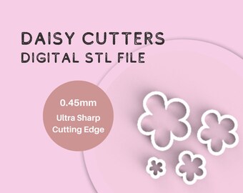 Taglia argilla a fiore semplice / File STL digitale / 4 dimensioni / Taglie STL File STL / File di taglierine per stampanti 3D / Taglierine di argilla polimerica