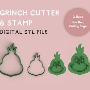 Grinch Printable Cutter | Digital STL File | Cookie STL Files | 3D Printer Cutter Files | Cutter | Christmas Stamp | Polymer clay  cutter