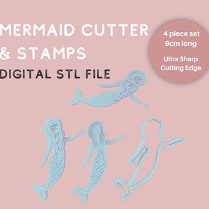 Mermaid Clay and Cookie Cutter, STL file, 3D printable cutter