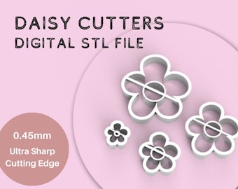 Flower Clay Cutters | Digital STL File | 4 Sizes | Daisy Clay Cutters STL Files | 3D Printer Cutter Files | Polymer Clay Cutters