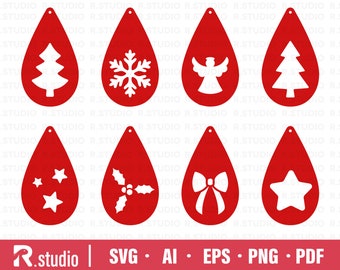 Earrings SVG/ Earrings Bundle/ Leather Earring/ Laser Cut Template/ Christmas SVG/ Holiday SVG/ Cut Files/ Cricut/ Vector/ Vinyl/ Iron on