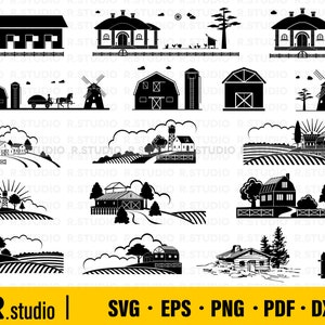 17 Farmhouse SVG/ Farm House SVG/ Farm Life SVG/ Grange Svg/ Silhouette/ Farm Life Png Eps Dxf/ Clipart/ Cut File for Cricut/ Commercial Use