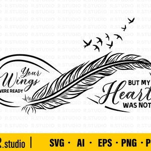 Vos ailes étaient prêtes SVG / Infinity Svg / Feathers Svg / Eps / Png / Birds Clipart / Cut Files / Cricut / Vector / Silhouette / Pochoir / Vinyle