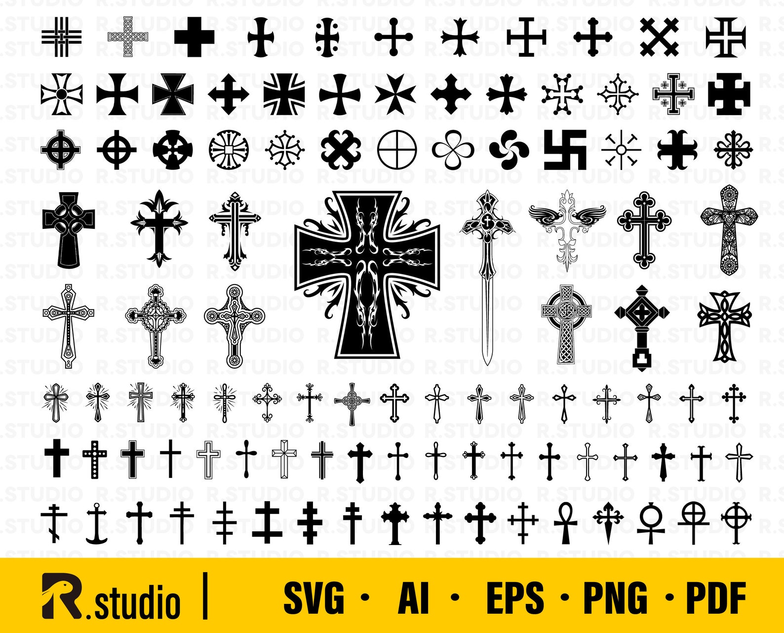Cross SVG Files/ 104 Crosses Svg/ Cross Clipart/ Halloween Etsy