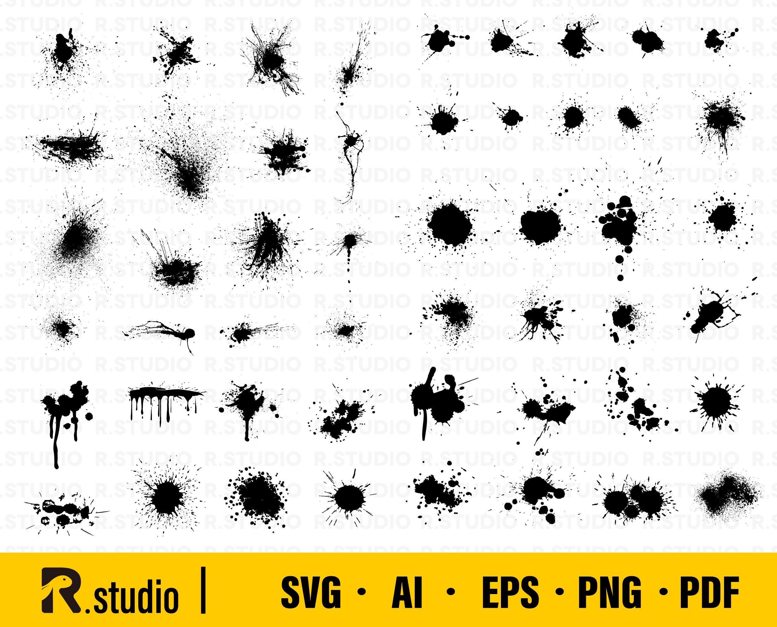 49 Splatter Svg/ Paint Splatter Svg/ Splash Svg/ Paint Splash Etsy UK