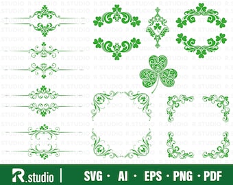 Clover Floral Frame SVG Files/ Cut File/ St. Patrick's Day SVG/ Monogram Frames/ Shamrock Svg/ Cricut/ Decal/ Clipart/ Flower Frame svg