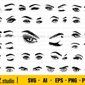 Wimpern Mädchen SVG/ 21 Augenbrauen SVG/ Makeup SVG/ Augenbrauen Silhouette/ Augenbrauen Svg/ Wimpern Junge/ T-Shirt svg/ Clip Art/ Cut File/ Cricut