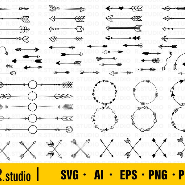 61 Arrows Svg Flies/ Arrow circle svg/ Arrow frame svg/ Arrow monogram svg/ Tribal arrows svg/ Boho arrow clipart/ Arrows cut file/ Cricut