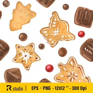 Gingerbread Seamless Pattern Prints/ Seamless File for Fabric Print/ Holiday Printable PNG EPS/ Christmas PNG/ Digital Pattern Sublimation