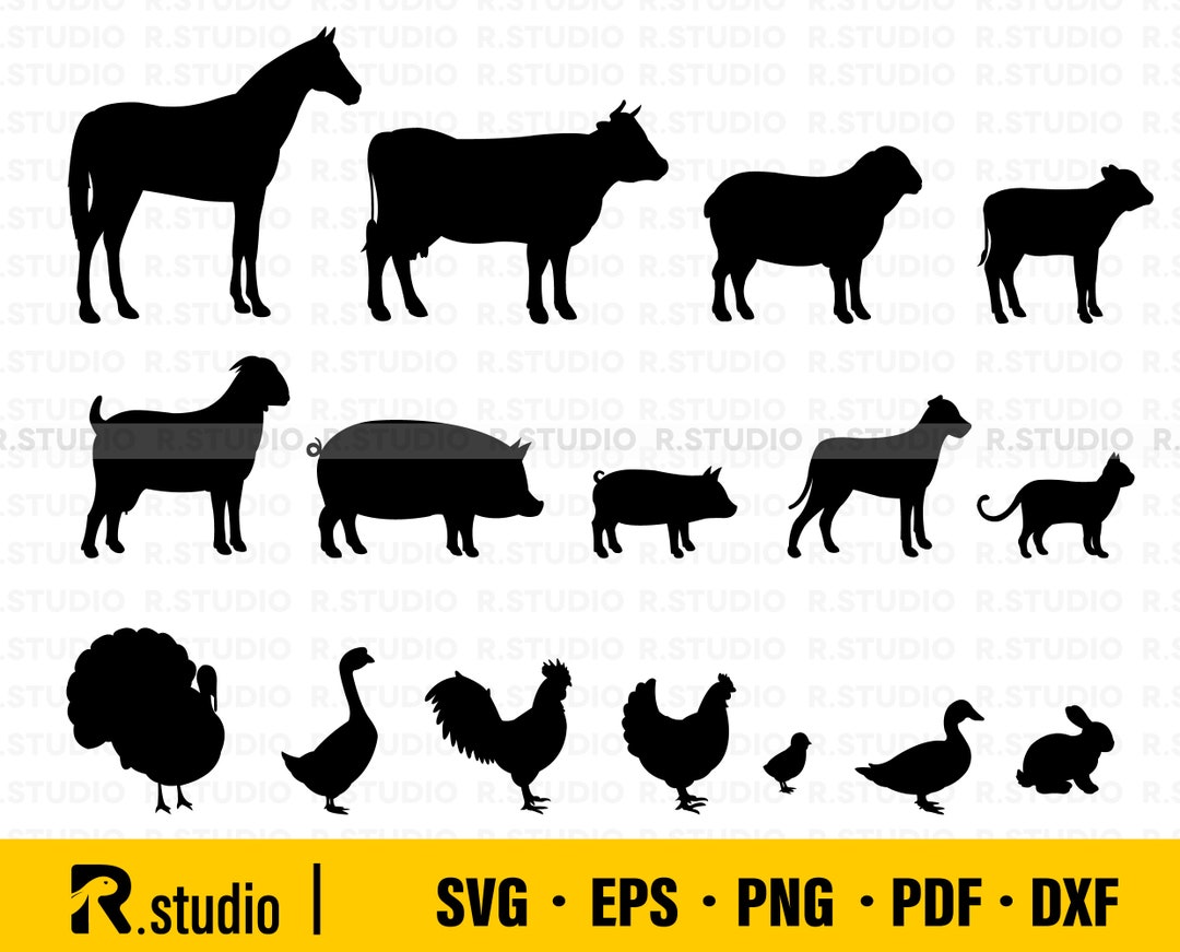 16 Farm Animals SVG Files/ Animal Svg/ Silhouette/ Farm Life Svg