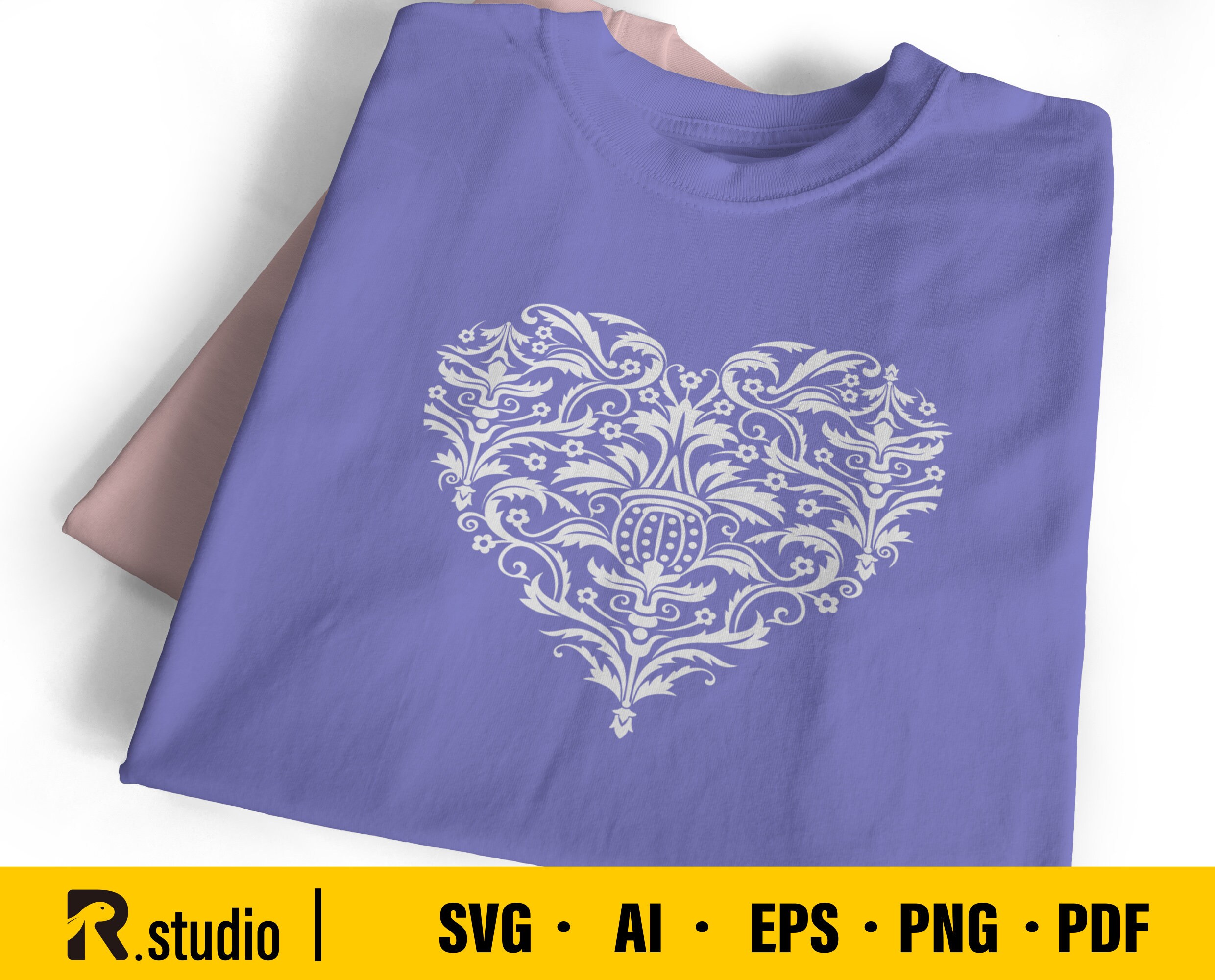 Flower Heart SVG Design - Heart SVG for Cricut - Heart Wreath SVG - Cut ...