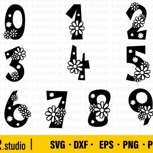 10 Bloemnummers SVG/ Png/ EPS/Nummer met Bloem svg/ Nummer svg/ Bloemnummer svg/ Patroonnummer svg/ Nummer Vector/ Gesneden bestand