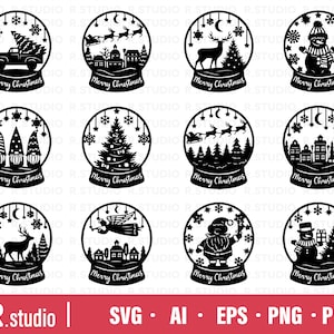 12 Crystal Ball SVG Files Bundle/ Christmas Svg/ Snowflake Ball Svg/ Eps/ Png/ Cut File/ Cricut/ Sihouette/ Printable/ Christmas Decoration